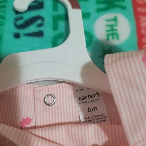 Carter's Pink Stripe Bunny Baby Girl Dress Size 6 Months - Picture 2 of 5